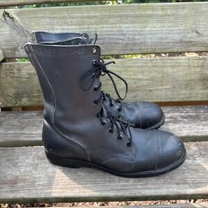 Vintage 90s Steel Toe Goodyear Biltrite Leather Military Combat Boots Size 10.5‎